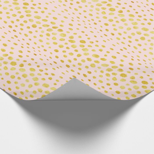 シックなピンクのフェイク金ゴールドグリッターチータープリントモノグラム ラッピングペーパー (角)