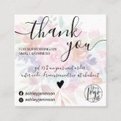 シックなピンクのフローラのガーリー水の色感謝していの注文 スクエア名刺 (正面)