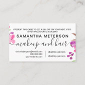 シックなピンクのフローラの水色の花束ギフト割引 割引カード (裏面)