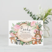 シックなピンクのフローラウッドランド緑の本ベビー エンクロージャーカード (スタンド正面)