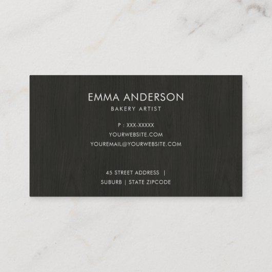 シックなピンクのフローラケーキパティスリーのカップケーキベーカリー 名刺 (裏面)