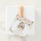 シックなピンクのフローラハリネズミ赤ちゃんシャワーありがとう フェイバータグ (インサイチュ)