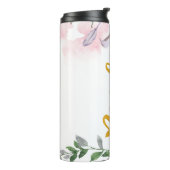 シックなピンクのフローラフェイク金ゴールド花嫁のスクリプトと名前 タンブラー (回転左)