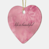 シックなピンクのフローラレース セラミックオーナメント (左)