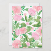 シックなピンクのフローラ書道の写真の保存日付 セーブザデート (裏面)