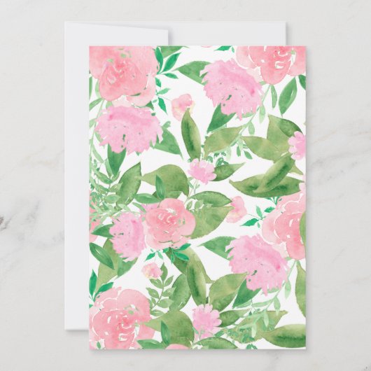 シックなピンクのフローラ書道の写真の保存日付 セーブザデート (裏面)