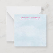 シックなピンクのフローラ牡丹エレガントの花ブルー ノートカード (正面)