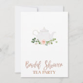 シックなピンクのフローラ葉ティーパーティーブライダルシャワー 招待状 (裏面)