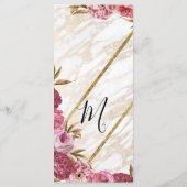 シックなピンクのフローラ金ゴールド大理石結婚式 プログラム (裏面)
