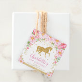 シックなピンクのフローラ馬の誕生日パーティーありがとう フェイバータグ (インサイチュ)