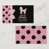 シックなピンクのプードルのお母さんカード コーリングカード (正面/裏面)