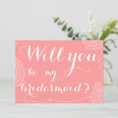 シックなピンクのペイズリー私の新婦付添人です 招待状 (スタンド正面)