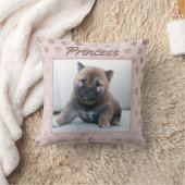 シックなピンクのペットフォトクリスマスホリデー クッション (ブランケット)