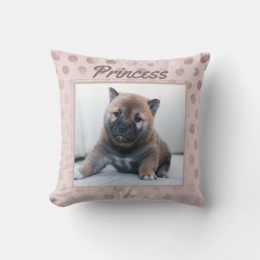 シックなピンクのペットフォトクリスマスホリデー クッション (正面)