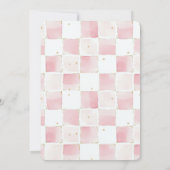 シックなピンクのホワイトスクウェア赤ちゃんシャワー 招待状 (裏面)