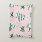 シックなピンクのポインセチア花クリスマス アクセントクッション (裏面(縦))