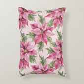 シックなピンクのポインセチア花クリスマス アクセントクッション (正面(垂直))