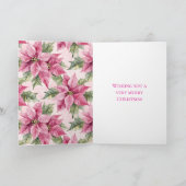 シックなピンクのポインセチア花クリスマス カード (内部)