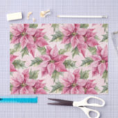 シックなピンクのポインセチア花クリスマス 薄葉紙 (クラフト)