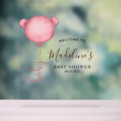 シックなピンクのミニマリストベアーバルーンベビーシャワー アクリルサイン (ニュートラル)