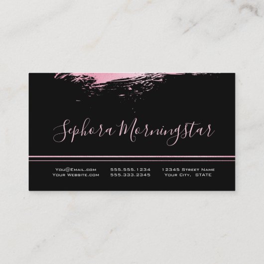 シックなピンクのメタリックフォイル絵を描スストローク 名刺 (裏面)