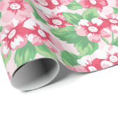シックなピンクのモダンフローラパタガーリーーン ラッピングペーパー (ロールコーナー)