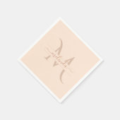 シックなピンクのモノグラムスクリプト名フェミニン スタンダードカクテルナプキン (角)