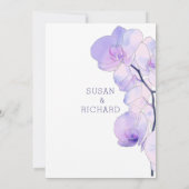 シックなピンクのラベンダーシルバーオーキッド結婚フローラ 招待状 (裏面)