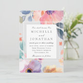 シックなピンクのラベンダーフローラオールインワン結婚バイブル 招待状 (スタンド正面)