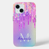 シックなピンクのローズユニコーン滴下グリッターモノグラム Case-Mate iPhoneケース (裏面)