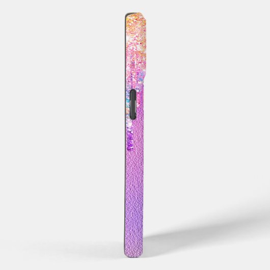 シックなピンクのローズユニコーン滴下グリッターモノグラム Case-Mate iPhoneケース (裏面 / 右)