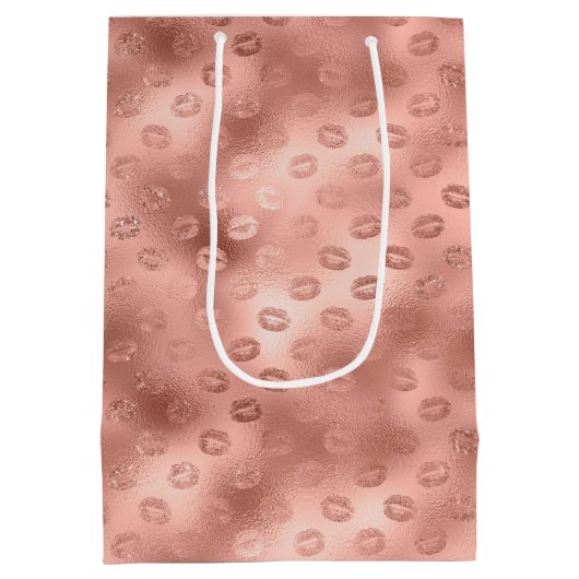 シックなピンクの唇 ミディアムペーパーバッグ (裏面)