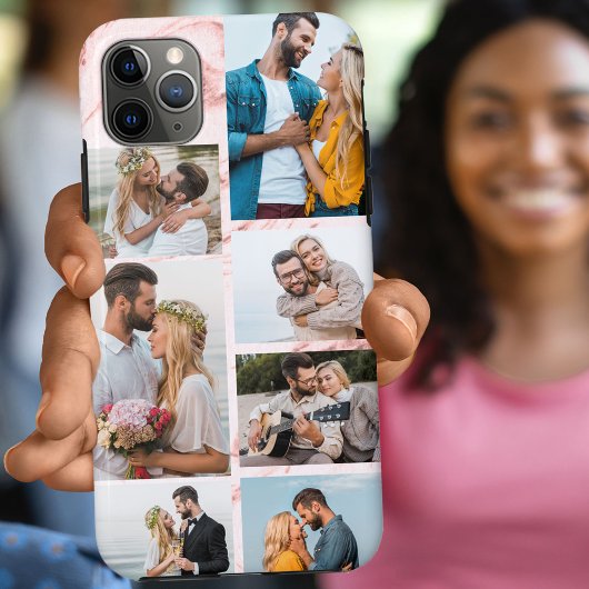 シックなピンクの大理石7フォトコラージュ Case-Mate iPhoneケース