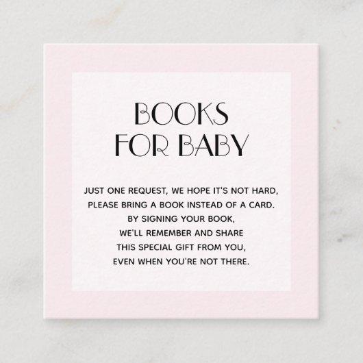 シックなピンクの女の子の赤ちゃんシャワー予約リクエスト エンクロージャーカード (正面)