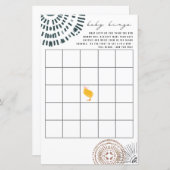 シックなピンクの弓ビンゴ赤ちゃんシャワーゲーム (正面/裏面)