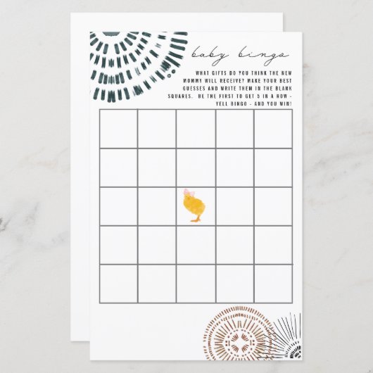 シックなピンクの弓ビンゴ赤ちゃんシャワーゲーム (正面/裏面)