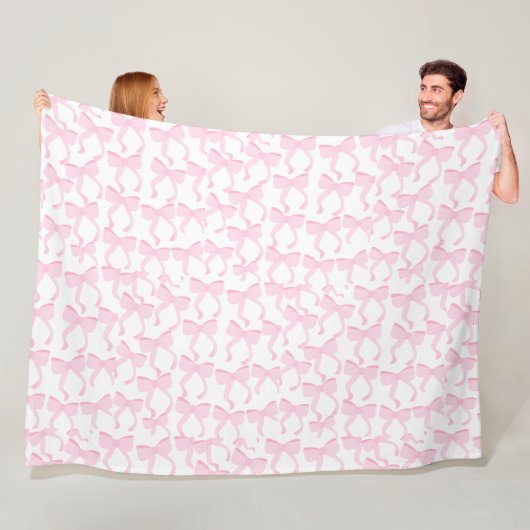 シックなピンクの弓 フリースブランケット (インサイチュ)