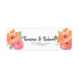 シックなピンクの春結婚フラワーズリターンラベル ラベル