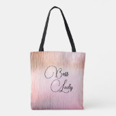 シックなピンクの曇りガラスボスレディートートバッグ トートバッグ (裏面)