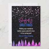 シックなピンクの木クリスマスグリッター新年の緑 カード (正面)