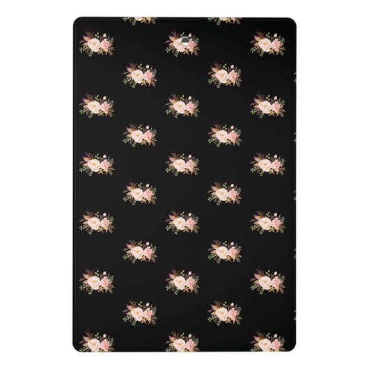 シックなピンクの水の色のフローラルパターンファミリーフォト ミニクリップボード (裏面)