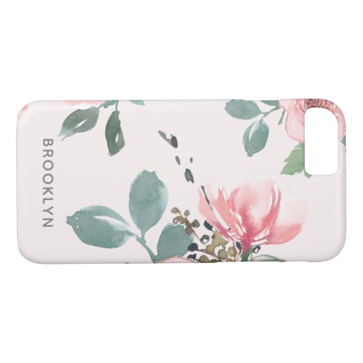 シックなピンクの水の色のフローラルパターン Case-Mate iPhoneケース (裏面(横))