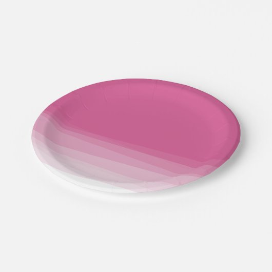 シックなピンクの水の色グラデーション ペーパープレート (アングル)