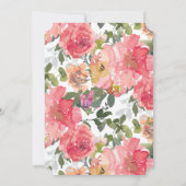 シックなピンクの水の色牡丹のブーケ結婚ーズ 招待状 (裏面)