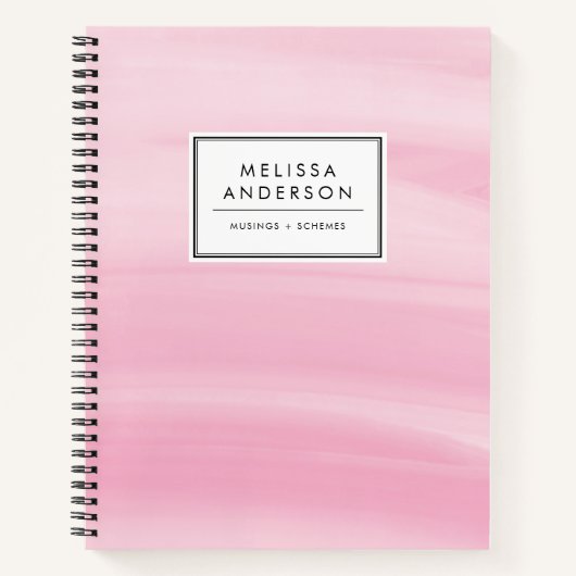 シックなピンクの水彩洗モダン浄 ノートブック (正面)