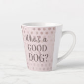 シックなピンクの水玉模様ペットフォト カフェラテマグ (右)