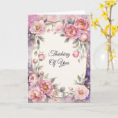 シックなピンクの牡丹のオーバル考えフレームズオブユー カード (黄色い花)