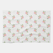 シックなピンクの犬のバラ、質感のある白いキッチンタオル キッチンタオル (横)