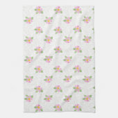 シックなピンクの犬のバラ、質感のある白いキッチンタオル キッチンタオル (縦)