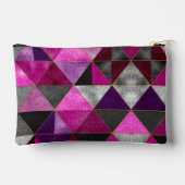 シックなピンクの紫のグレージオメトリック アクセサリーポーチ (裏面)